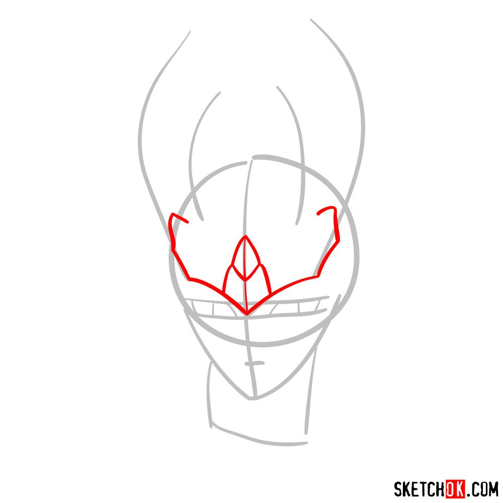 How to draw Shiryu's face (Saint Seiya) - step 03
