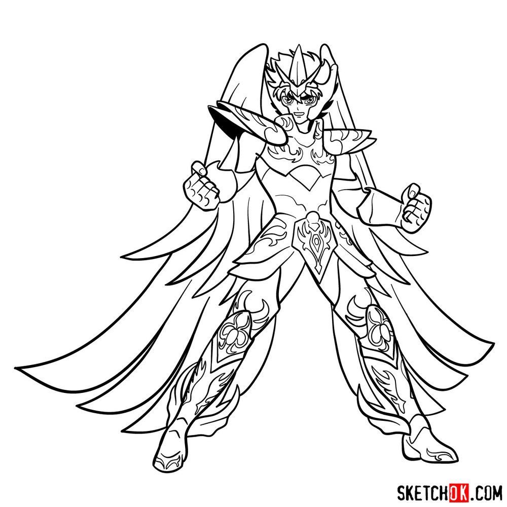 How to draw Pegasus Seiya in God Cloth - step 19