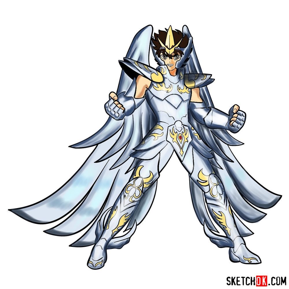 How to draw Pegasus Seiya in God Cloth