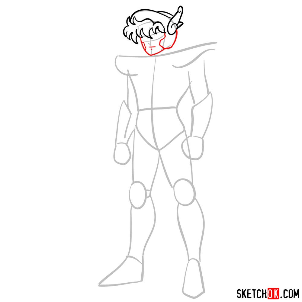 How to draw Seiya - step 05