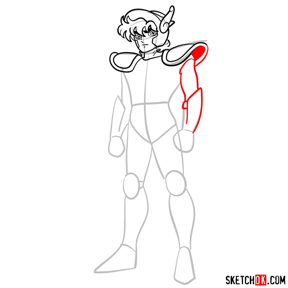 How to draw Seiya - step 09