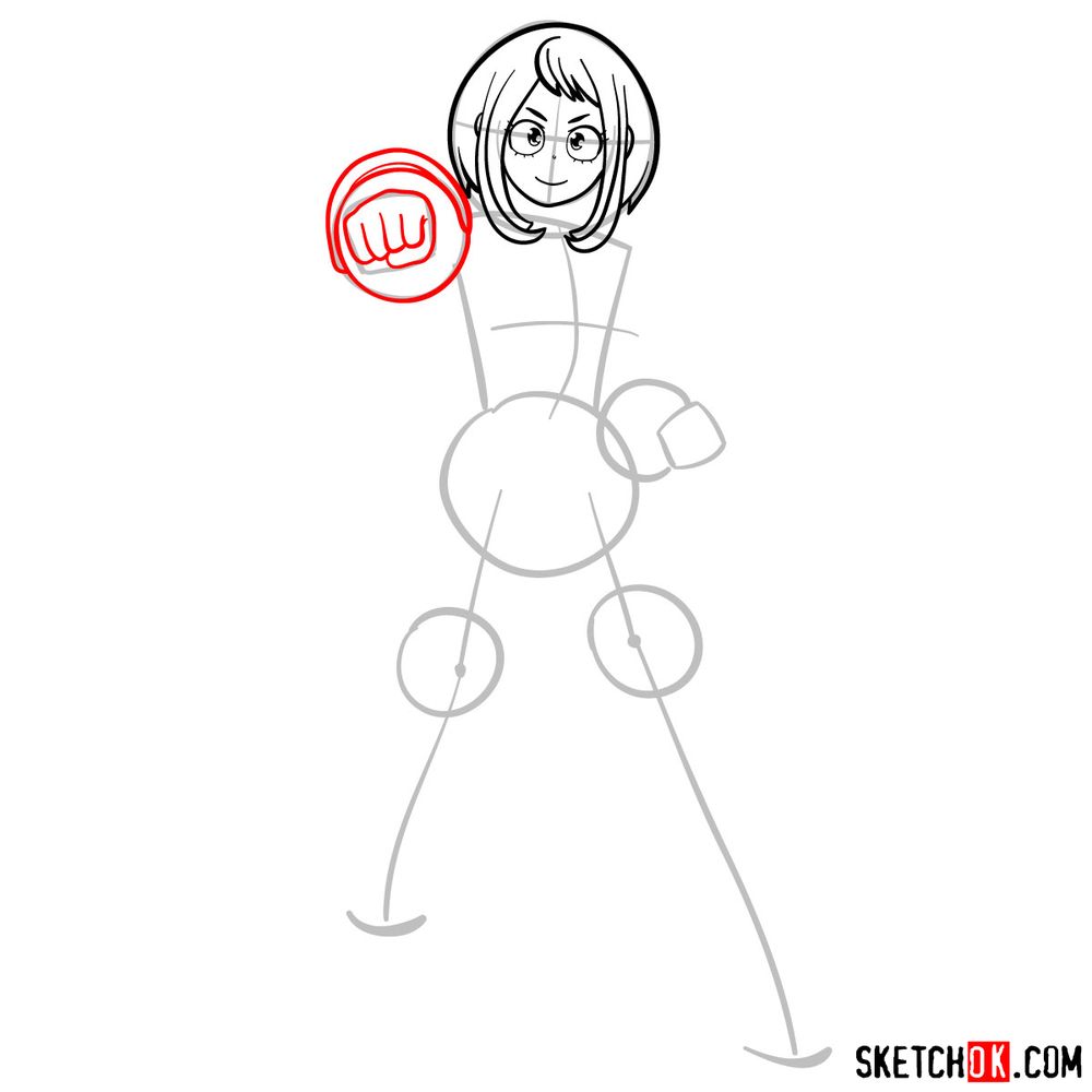 How to draw Ochaco Uraraka in her hero costume - step 07