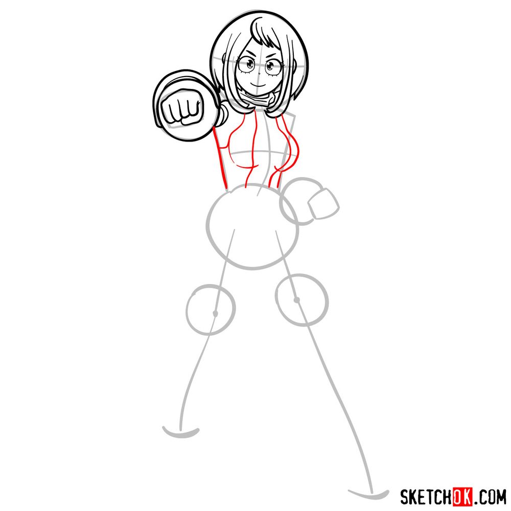 How to draw Ochaco Uraraka in her hero costume - step 09