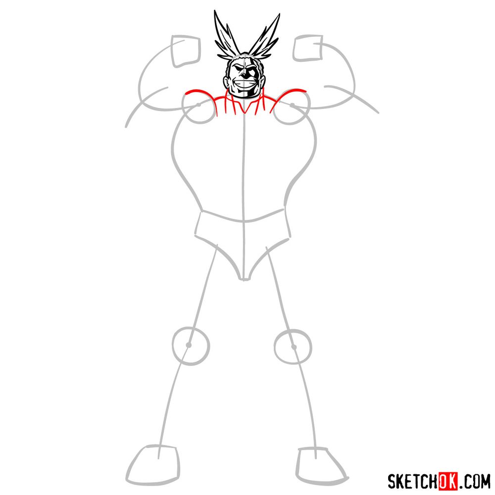 How to draw All Might - step 07