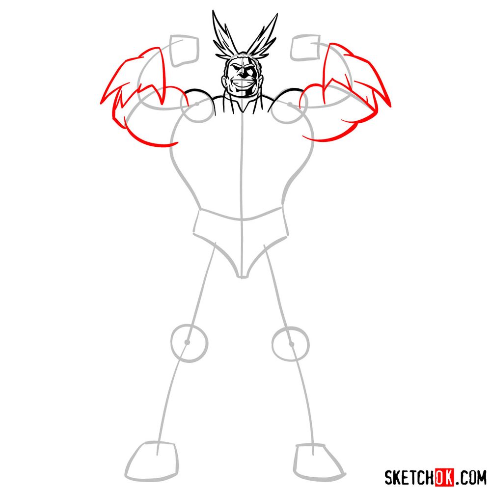 How to draw All Might - step 08