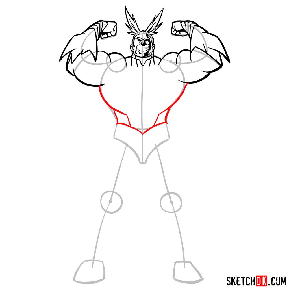 How to draw All Might - step 10