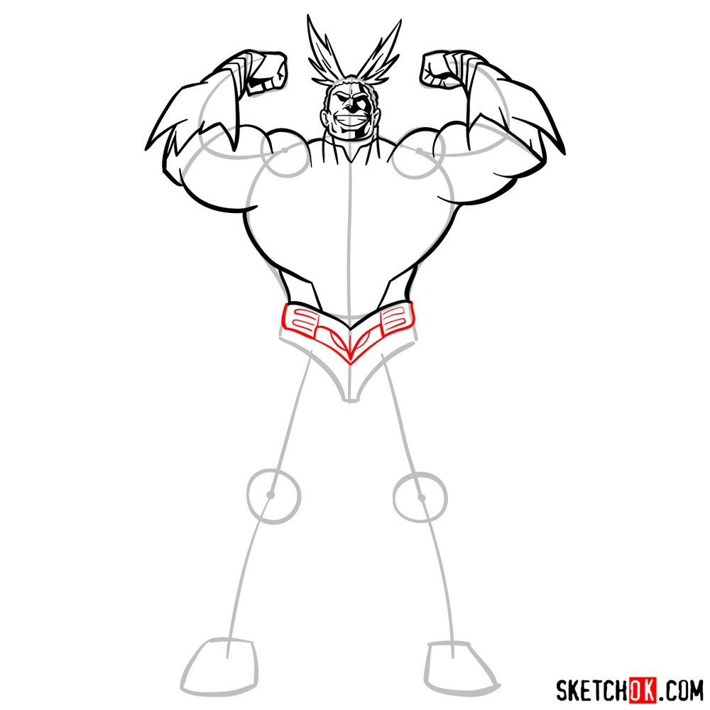 How to draw All Might - step 11