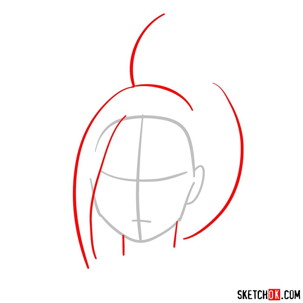 How to draw Momo Yaoyorozu's face - step 02