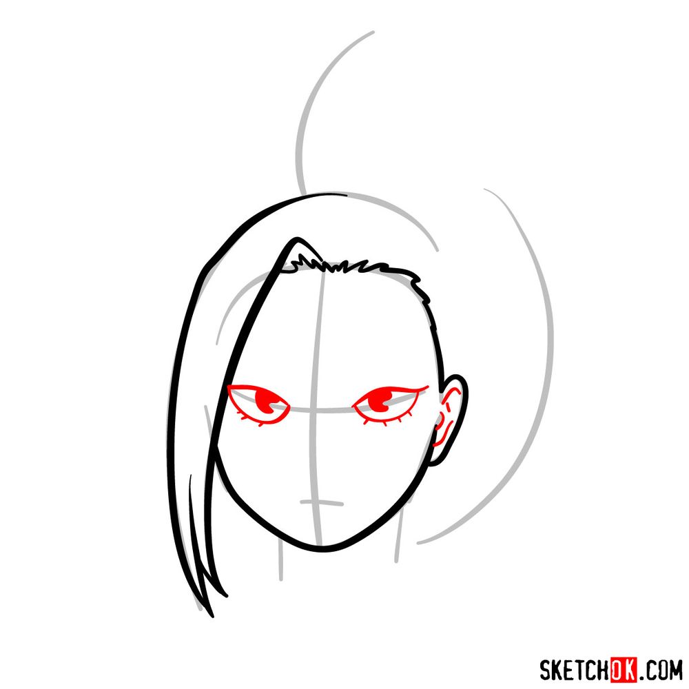How to draw Momo Yaoyorozu's face - step 05