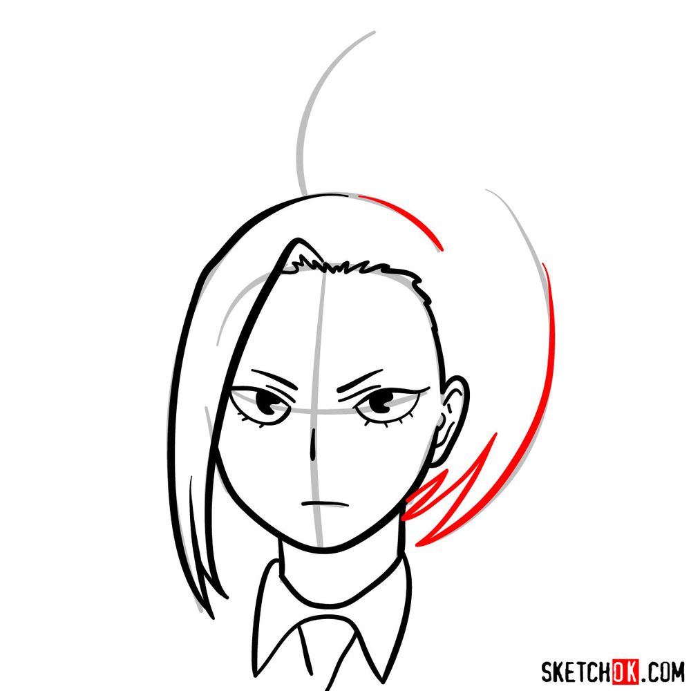 How to draw Momo Yaoyorozu's face - step 08