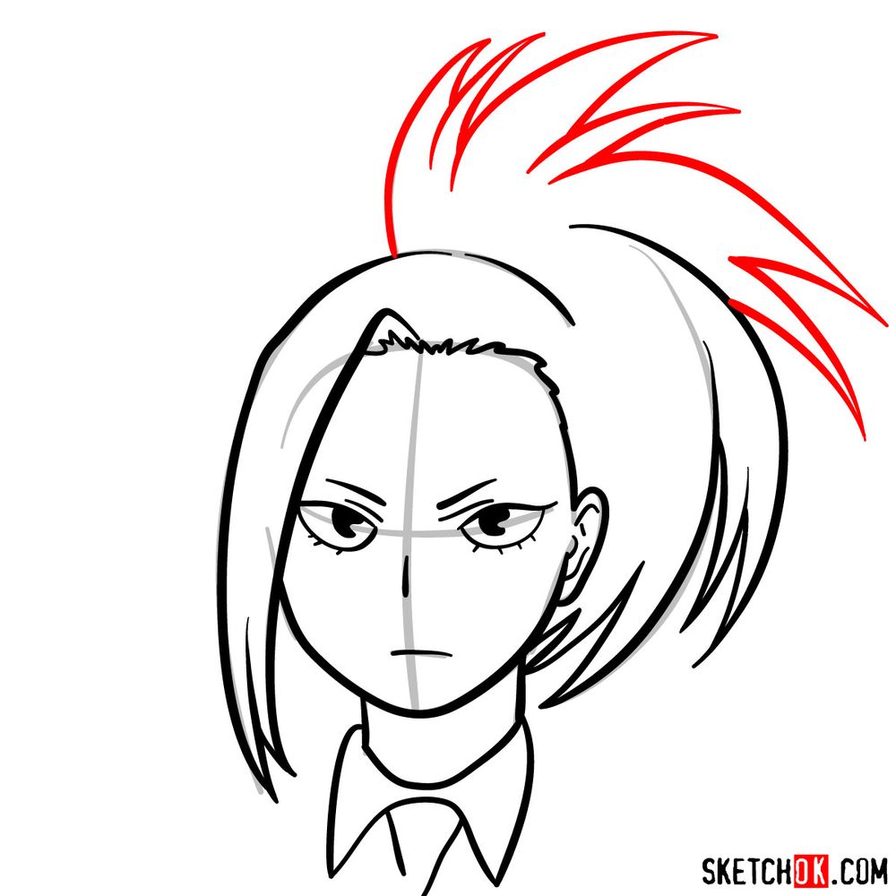 How to draw Momo Yaoyorozu's face - step 10