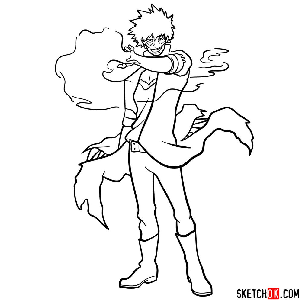 How to draw Dabi - step 17