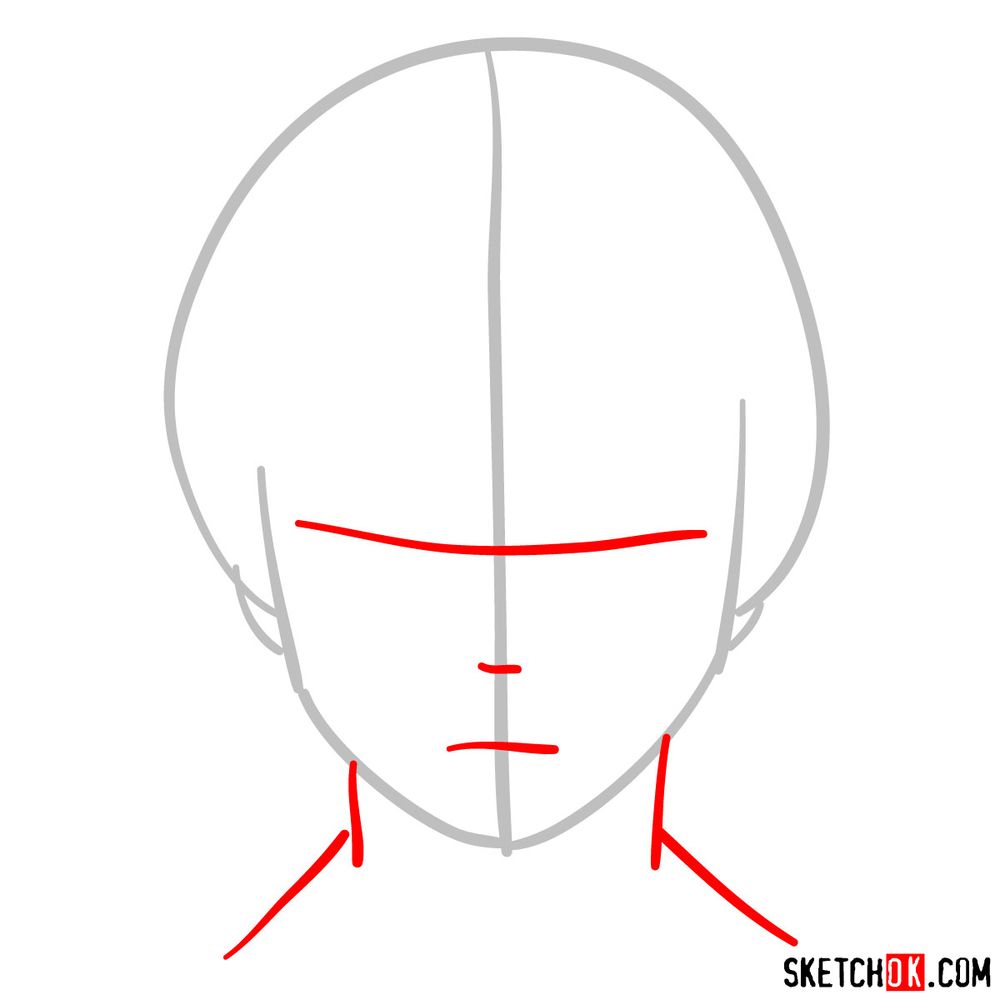 How to draw Shoto's face - step 02