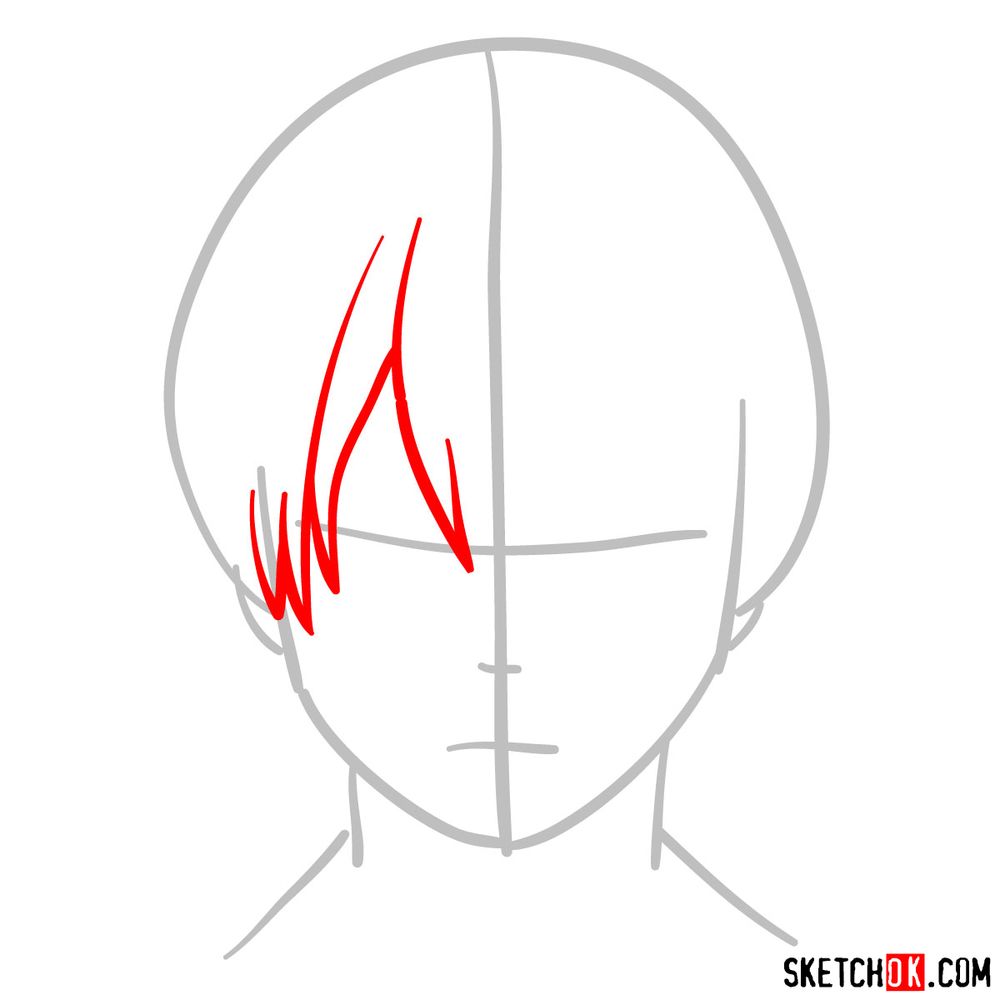 How to draw Shoto's face - step 03