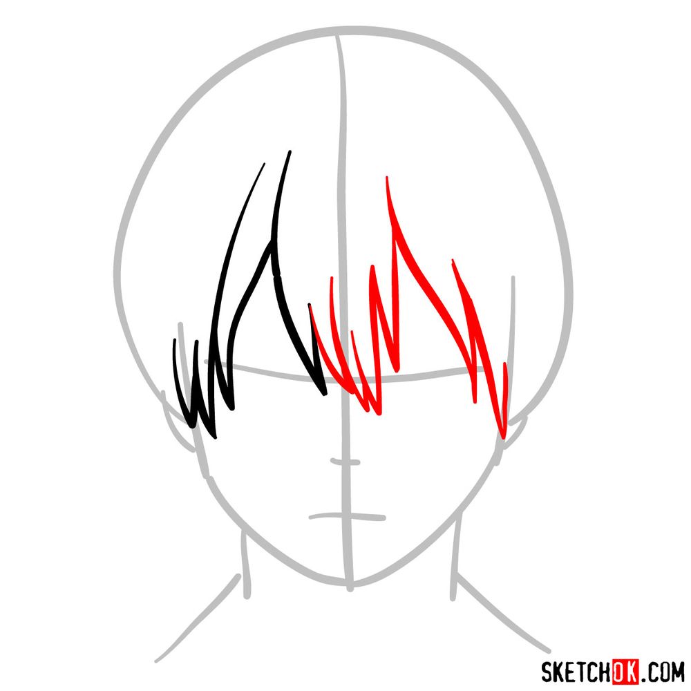 How to draw Shoto's face - step 04