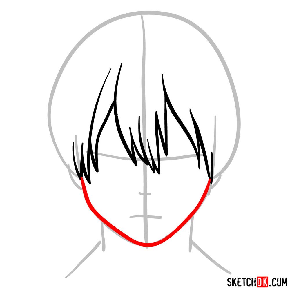 How to draw Shoto's face - step 05