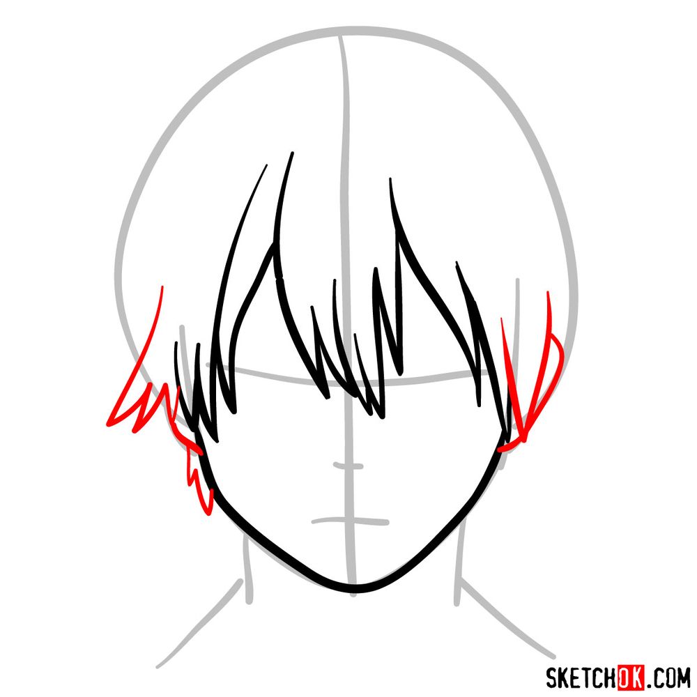 How to draw Shoto's face - step 06