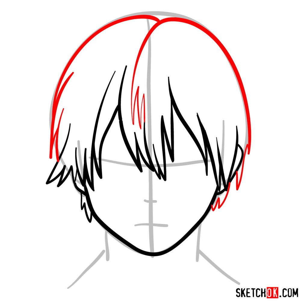 How to draw Shoto's face - step 07