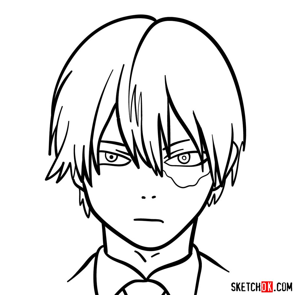 How to draw Shoto's face - step 11