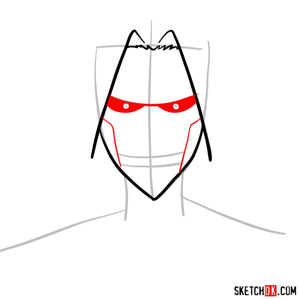 How to draw All Might's face - step 05