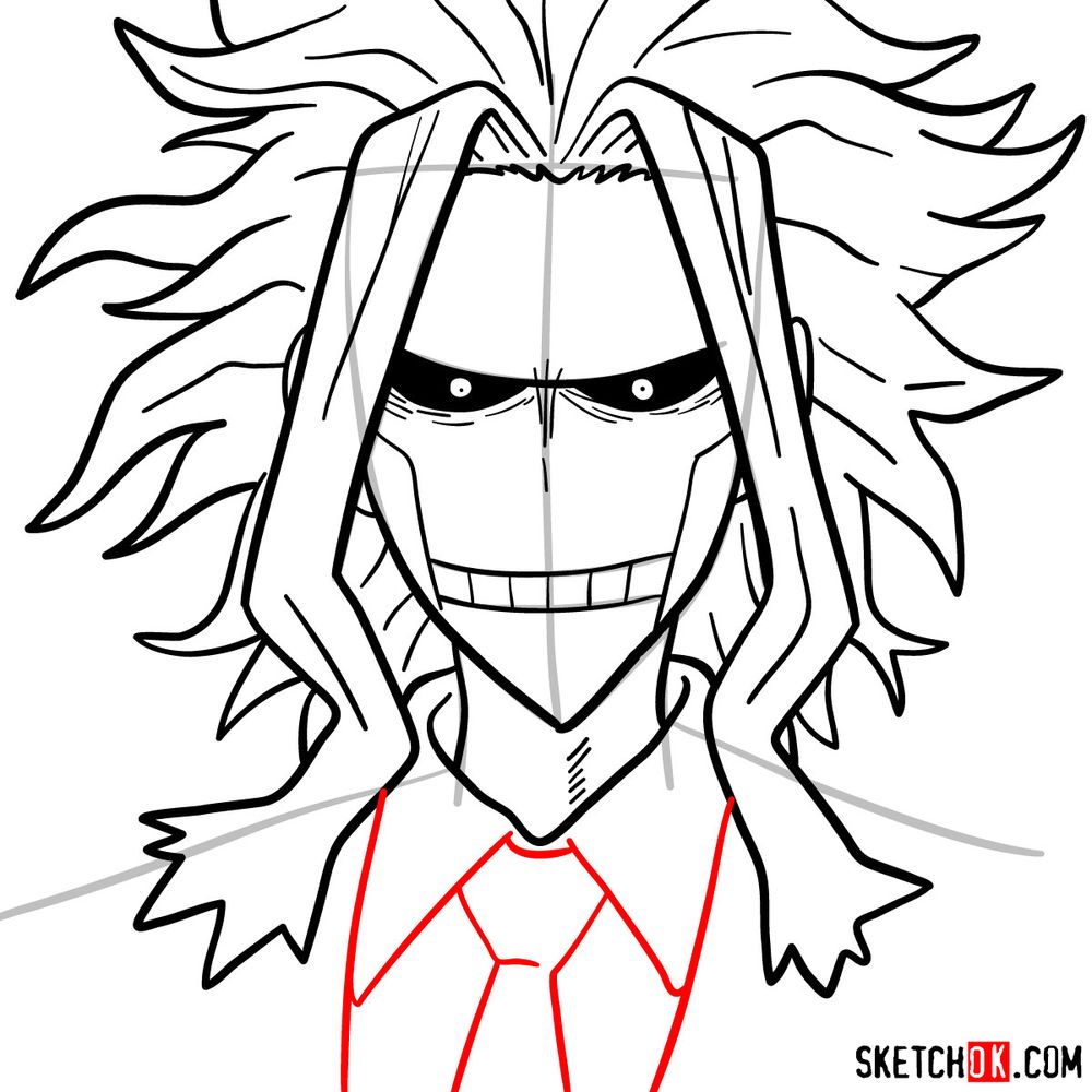 How to draw All Might's face - step 12