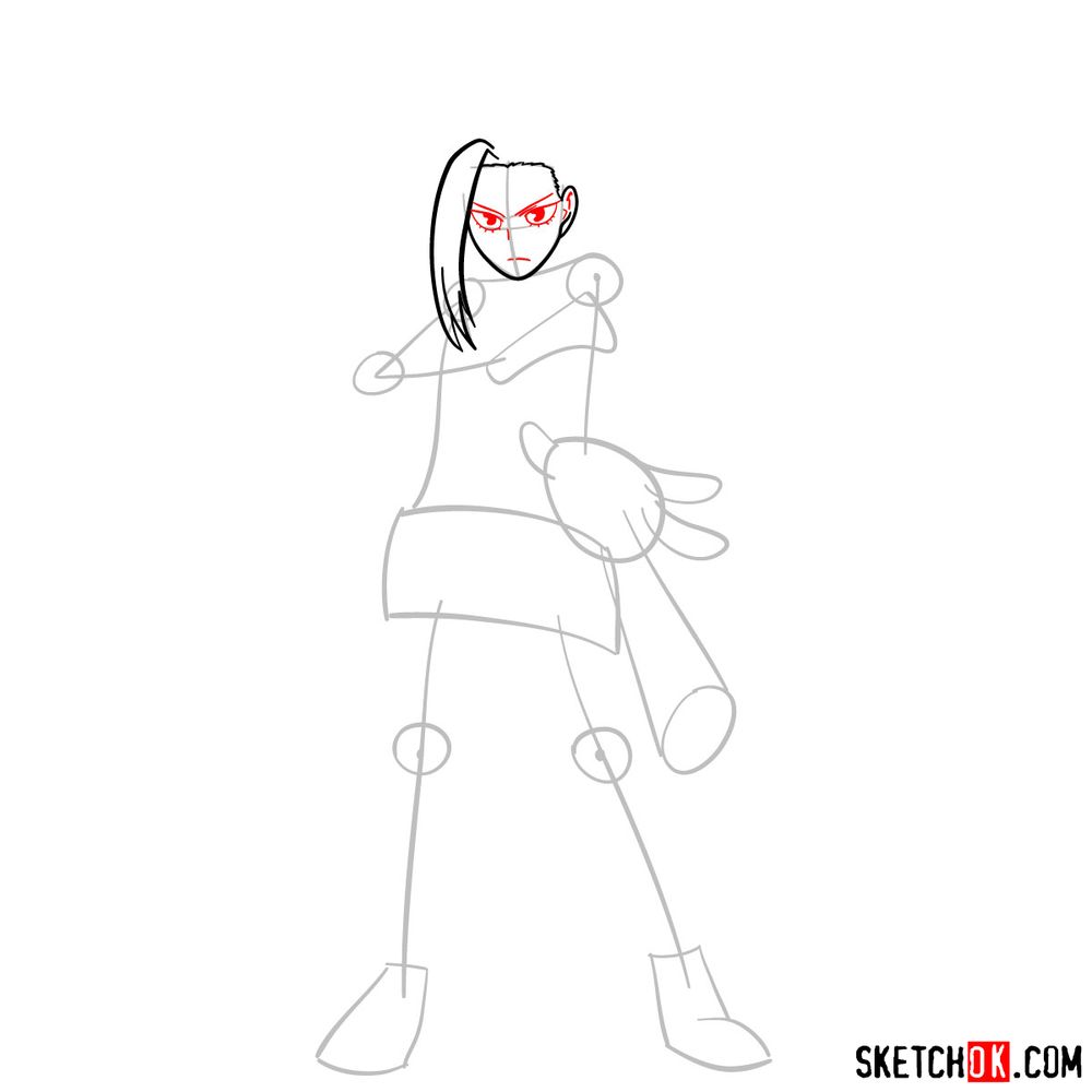 How to draw Momo Yaoyorozu in her Hero Costume - step 05
