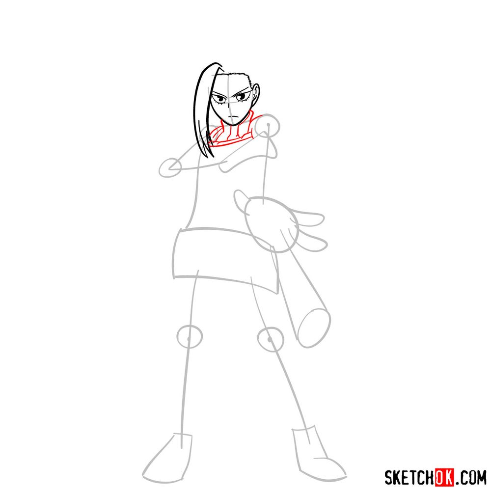 How to draw Momo Yaoyorozu in her Hero Costume - step 06