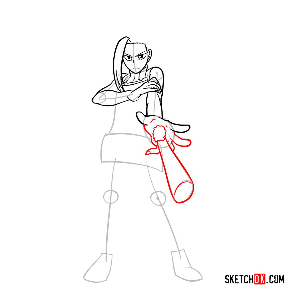 How to draw Momo Yaoyorozu in her Hero Costume - step 09