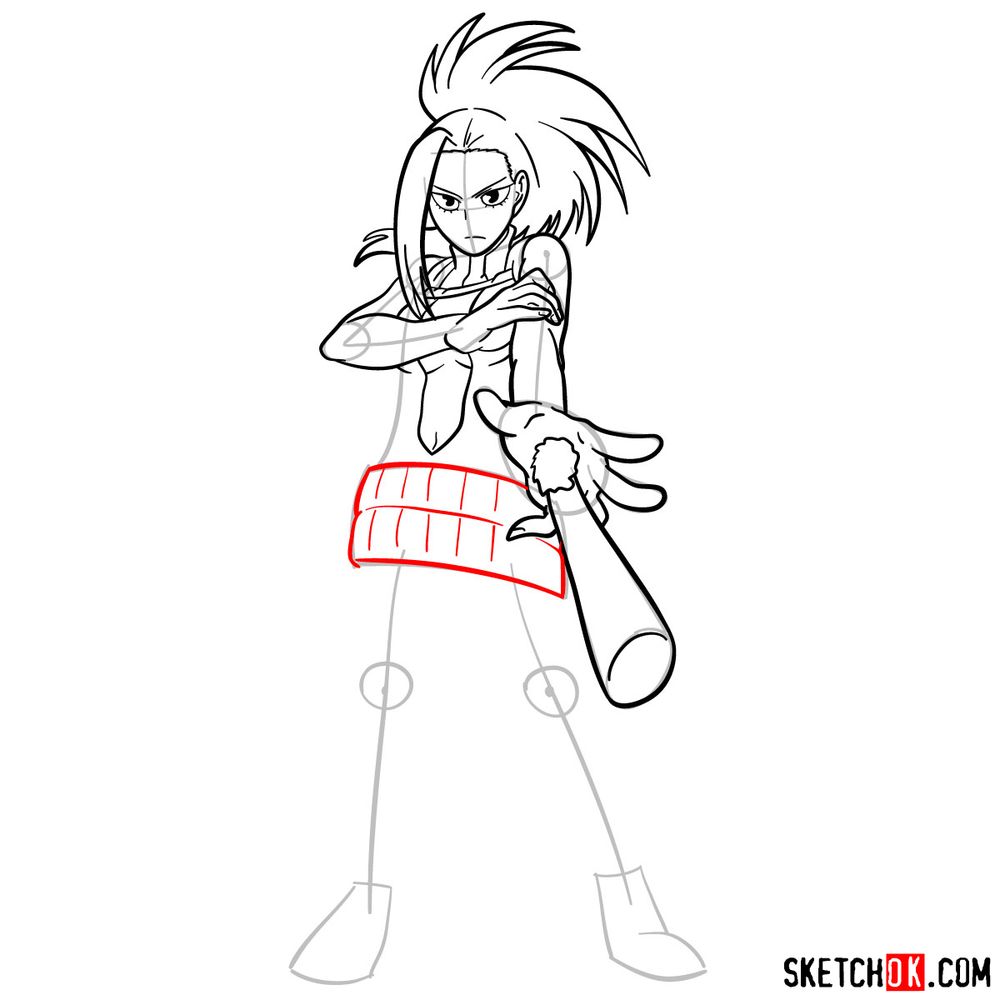 How to draw Momo Yaoyorozu in her Hero Costume - step 13