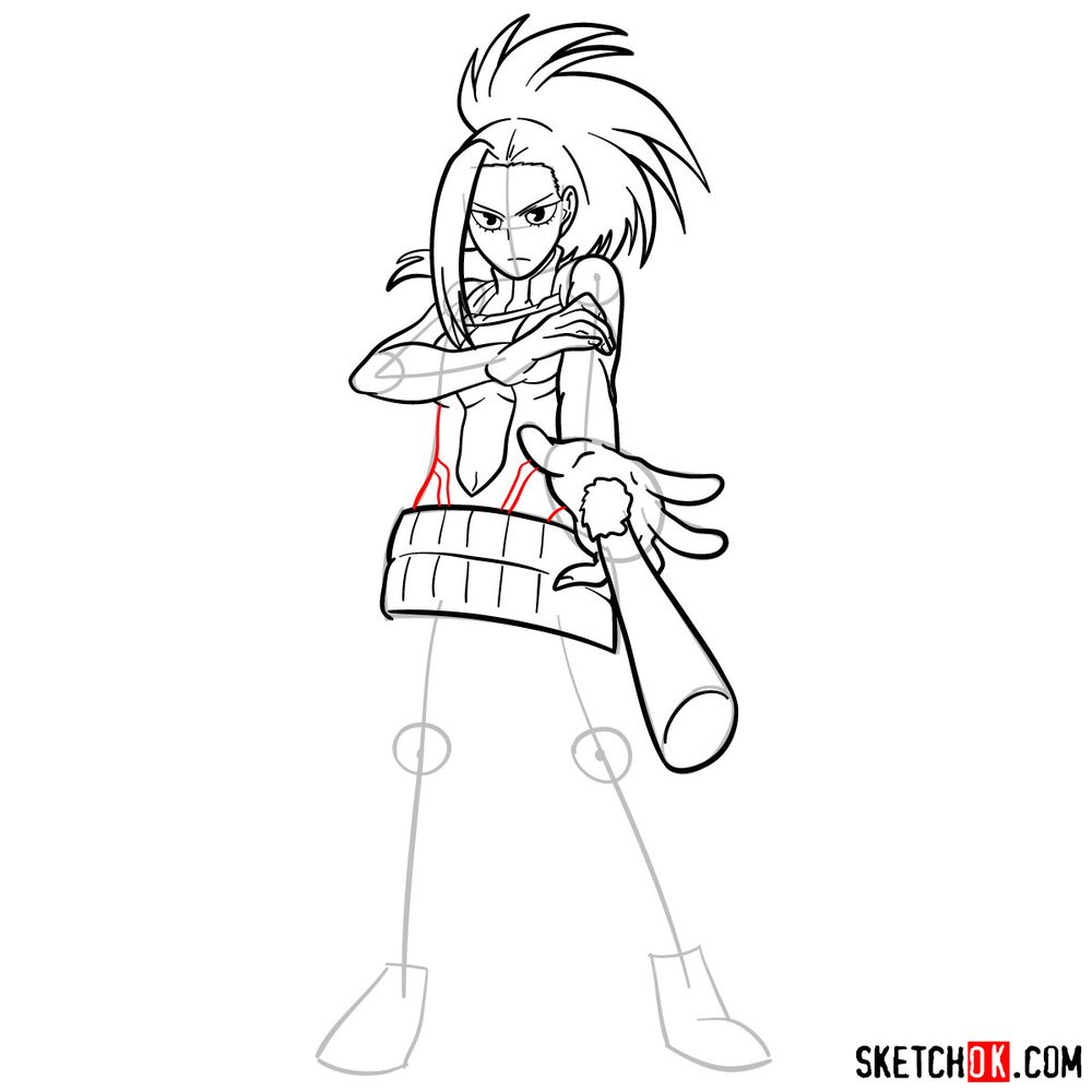 How to draw Momo Yaoyorozu in her Hero Costume - step 14