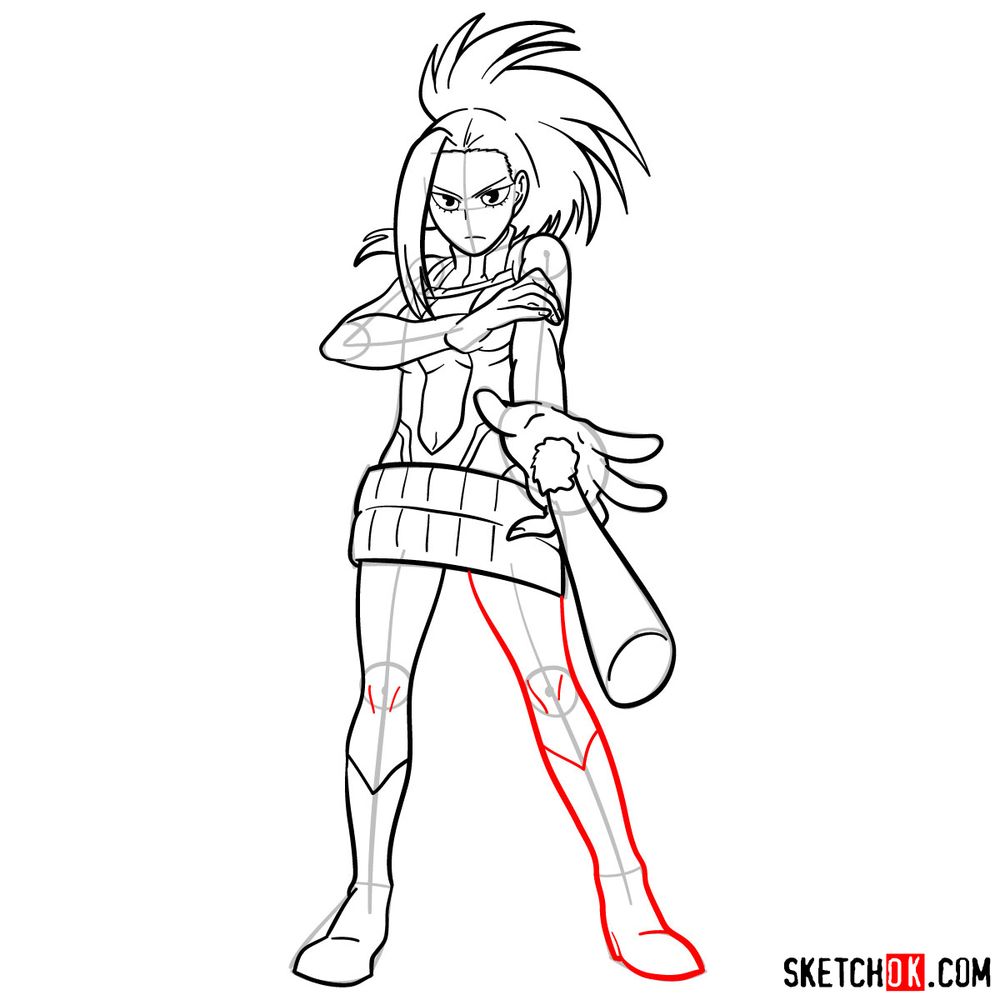 How to draw Momo Yaoyorozu in her Hero Costume - step 16