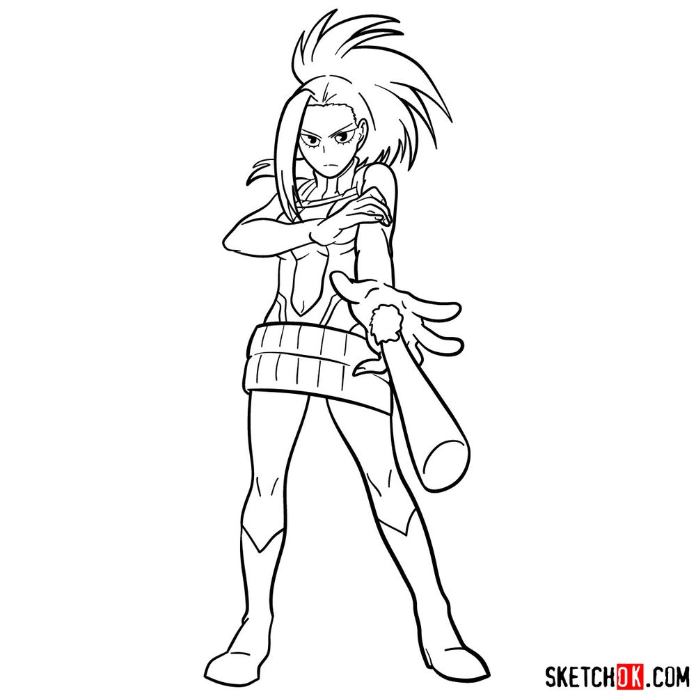 How to draw Momo Yaoyorozu in her Hero Costume - step 17