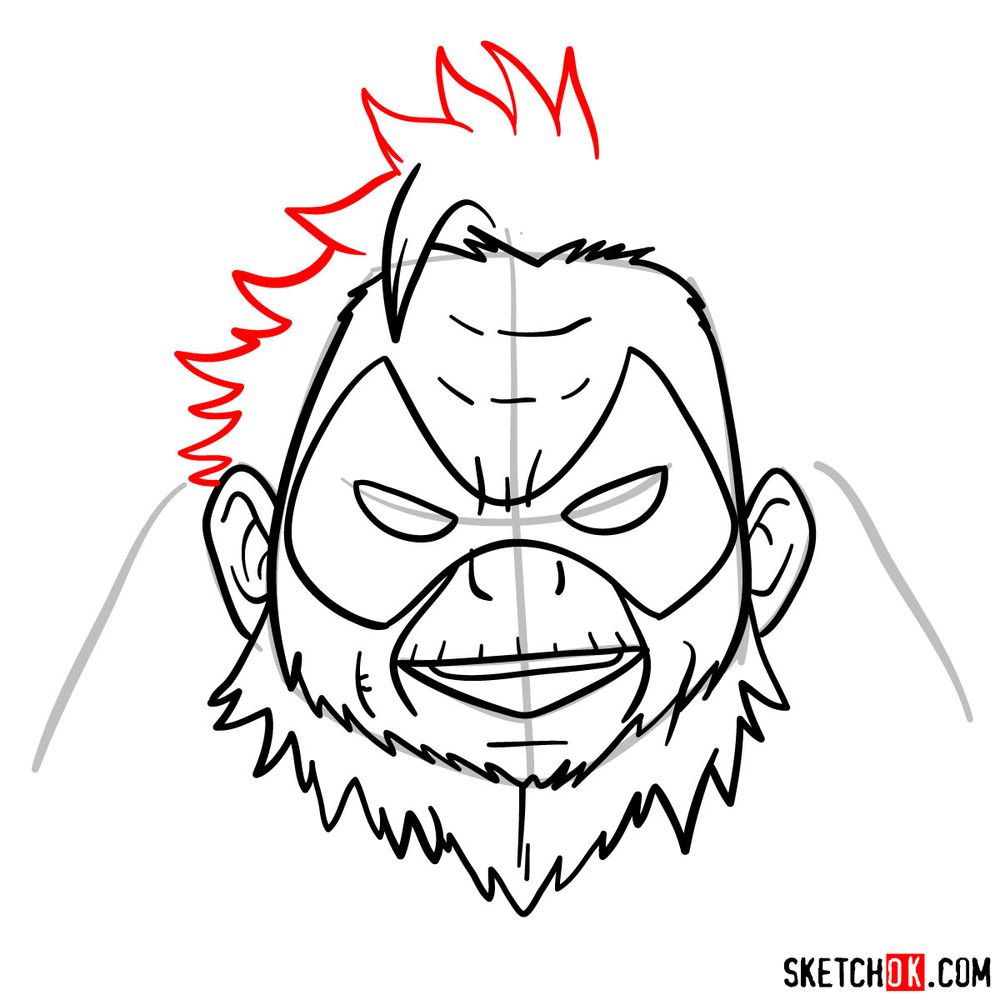 How to draw Gran Torino's face | My Hero Academia - step 09