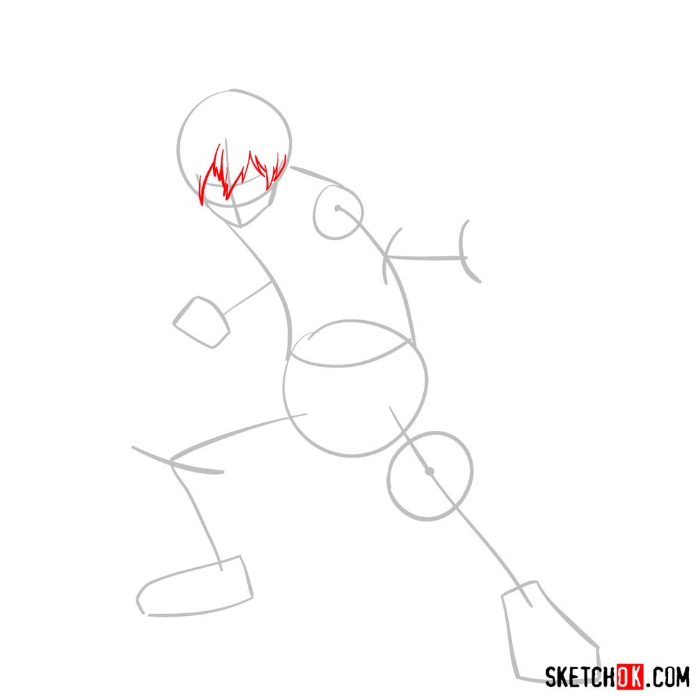 How to draw Shoto Todoroki in action pose - step 03