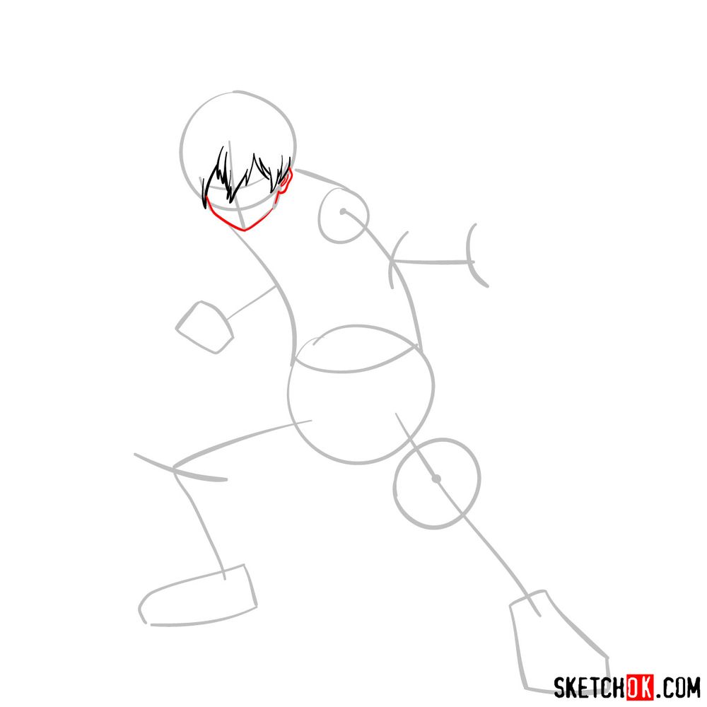 How to draw Shoto Todoroki in action pose - step 04
