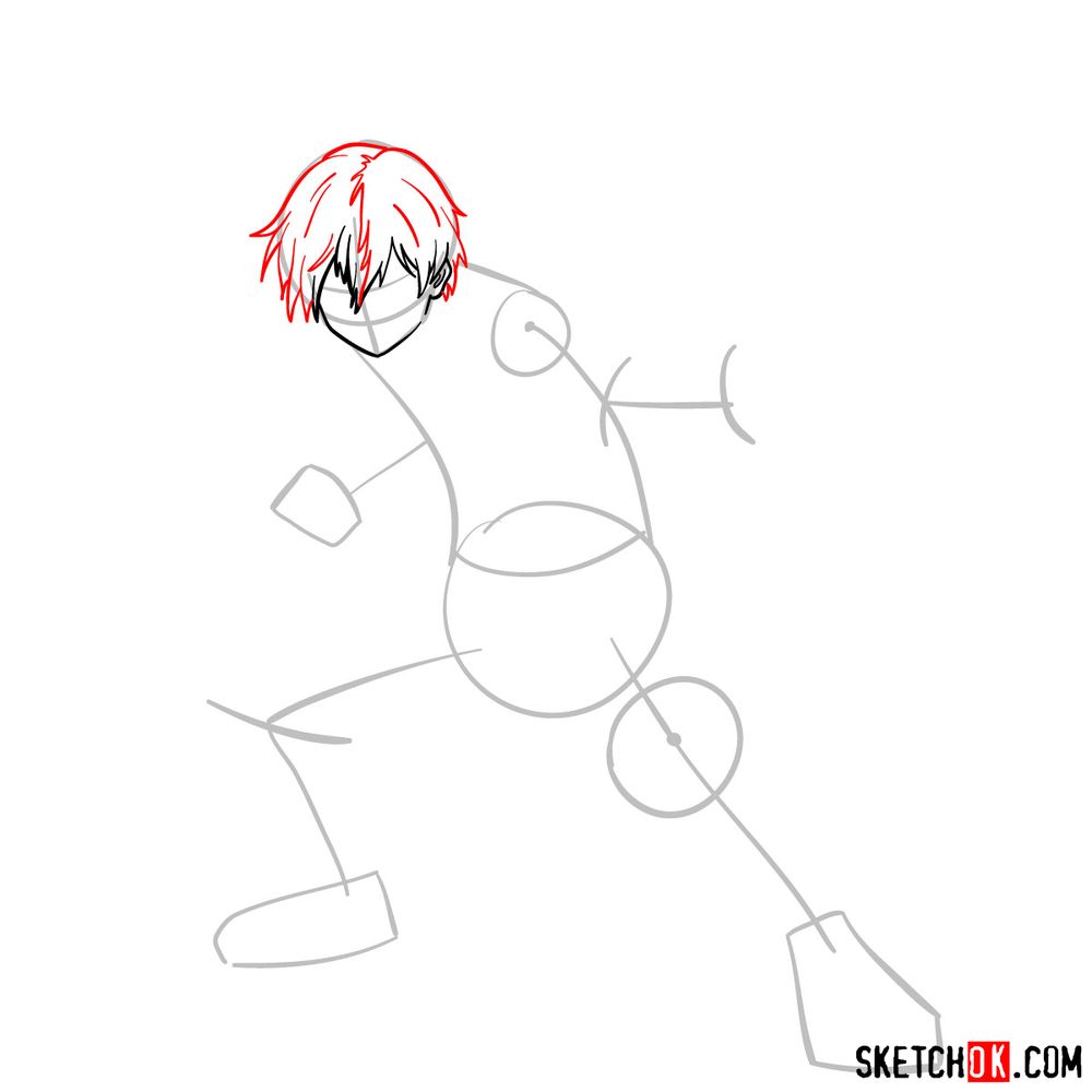 How to draw Shoto Todoroki in action pose - step 05