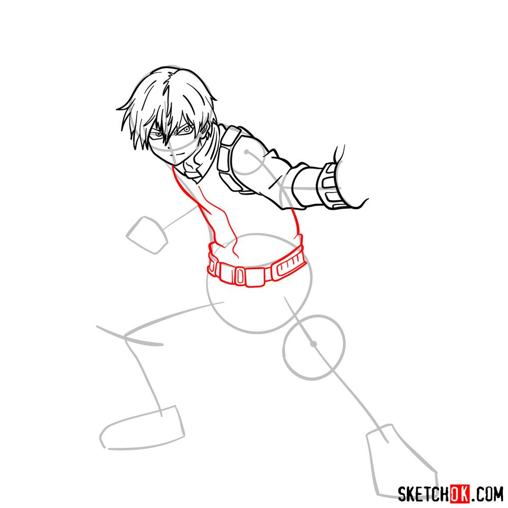 How to draw Shoto Todoroki in action pose - step 10