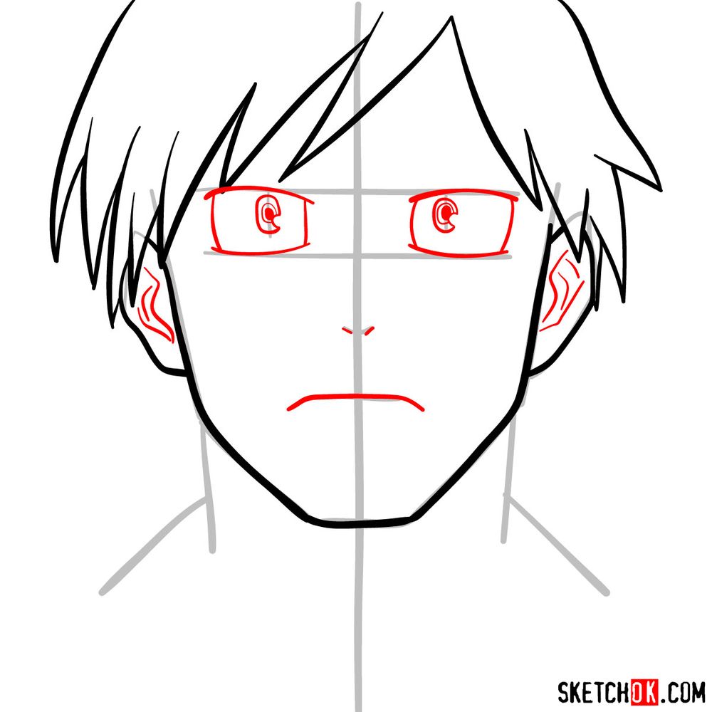 How to draw Tenya Ida's face - step 07