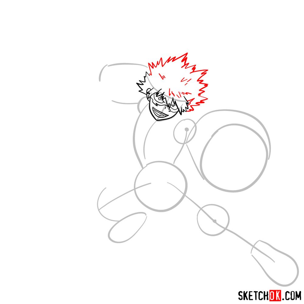 How to draw Katsuki Bakugo in action pose - step 06