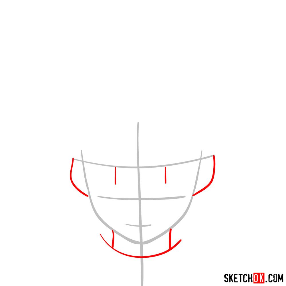How to draw Deku's face - step 02