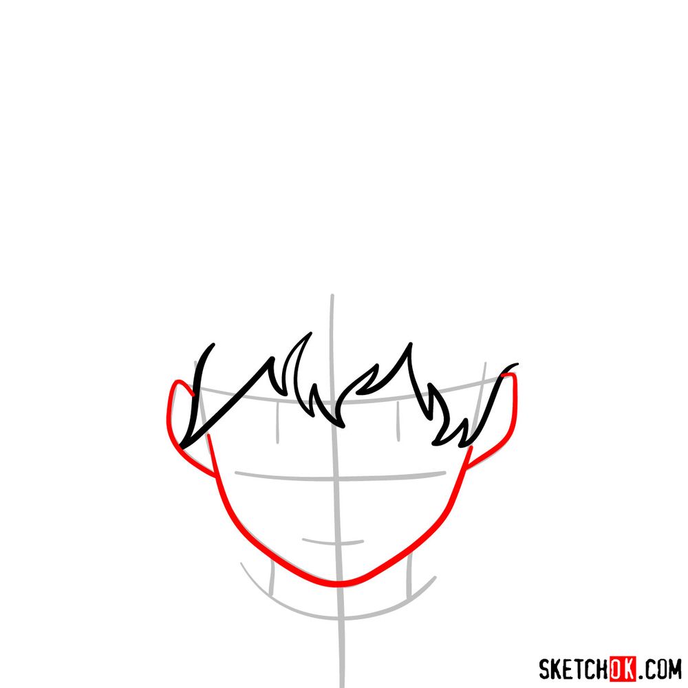 How to draw Deku's face - step 04