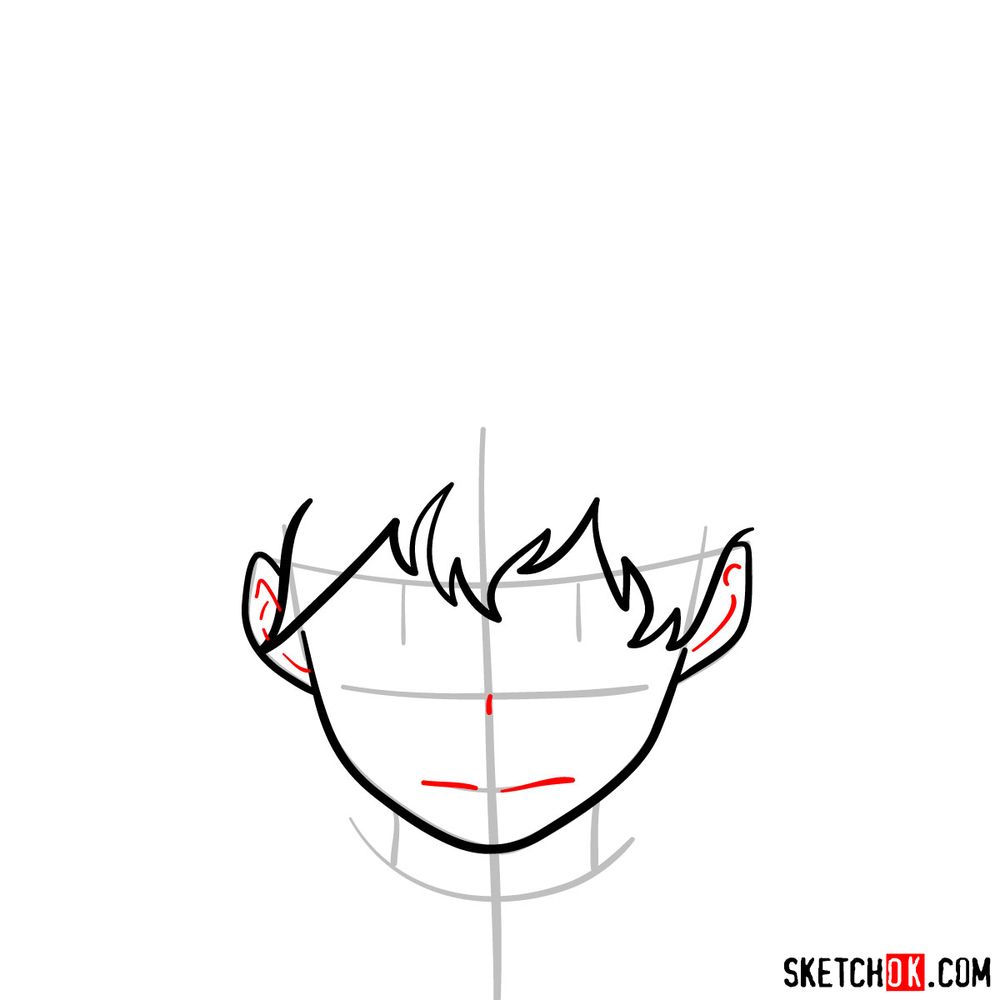How to draw Deku's face - step 05