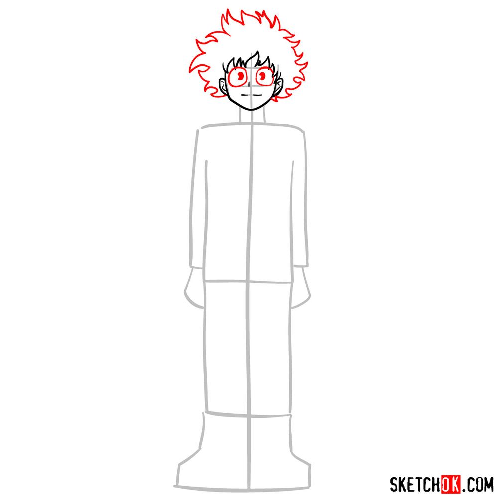 How to draw Izuku Midoriya in a student uniform - step 05