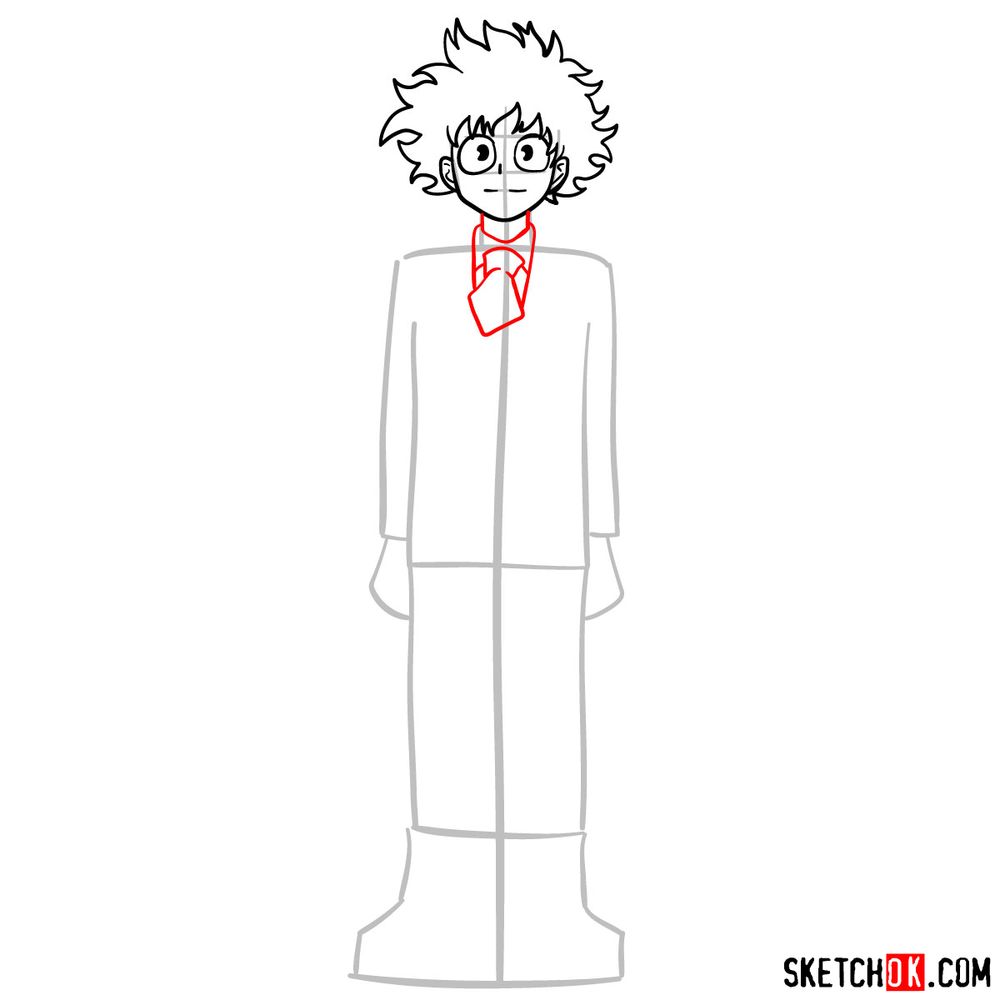 How to draw Izuku Midoriya in a student uniform - step 06