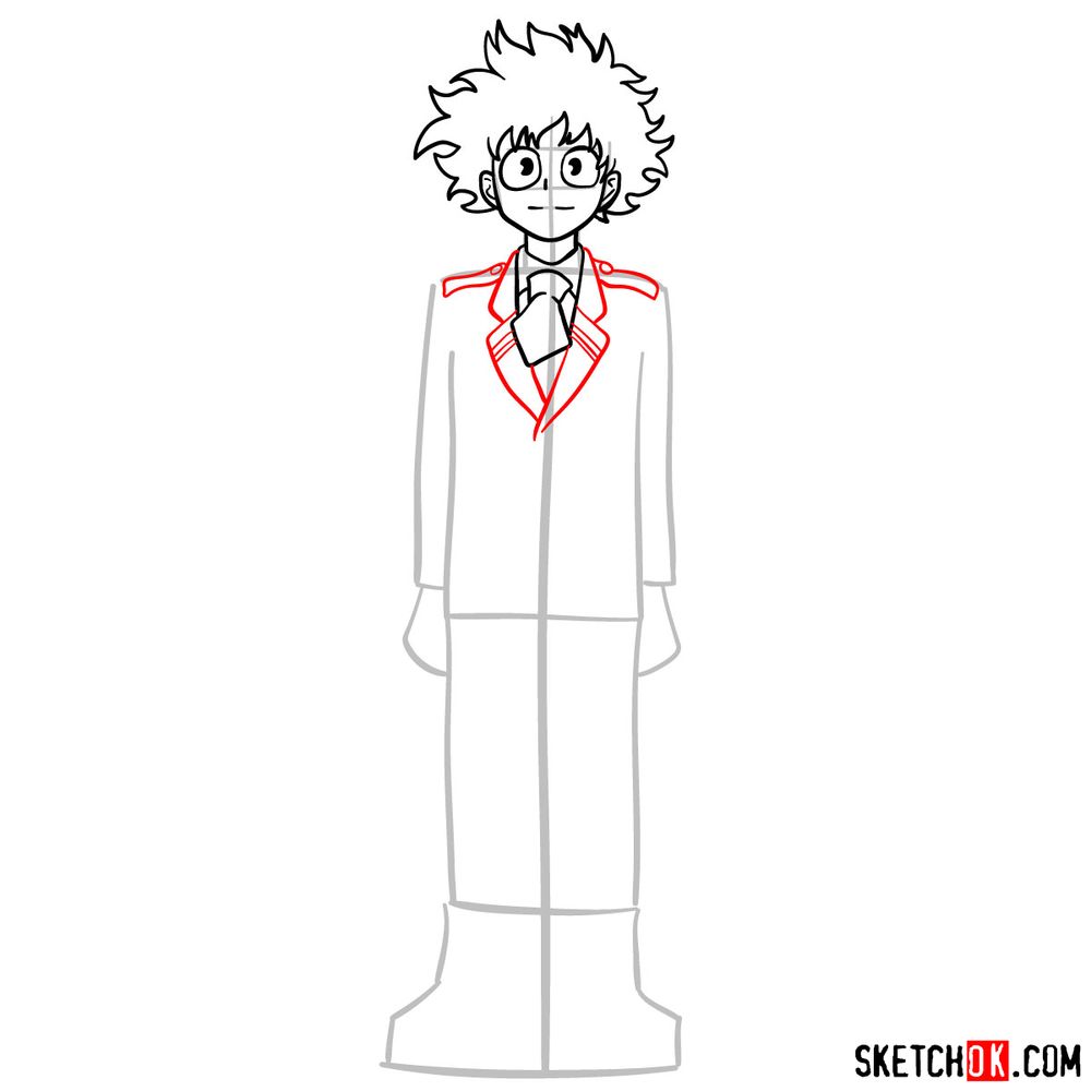 How to draw Izuku Midoriya in a student uniform - step 07