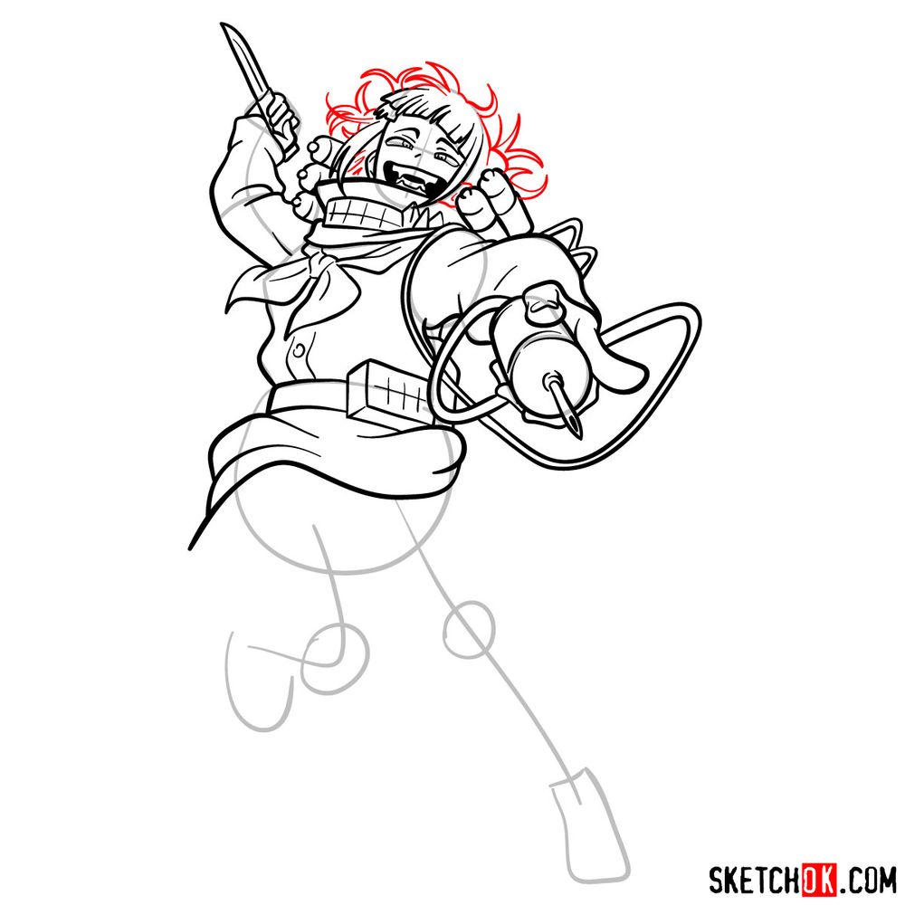 How to draw Himiko Toga in action pose - step 14