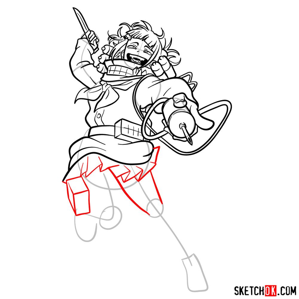 How to draw Himiko Toga in action pose - step 15
