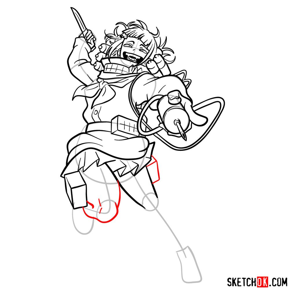 How to draw Himiko Toga in action pose - step 16