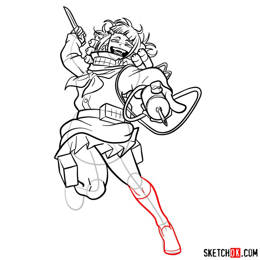 How to draw Himiko Toga in action pose - step 17