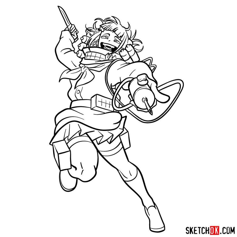How to draw Himiko Toga in action pose - step 19
